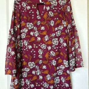 Xhilaration Burgundy Floral Dress womans size small